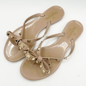 Valentino Garavani Nude Bow Studded Jelly Sandals